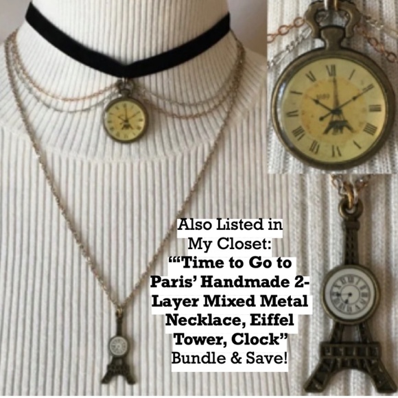 SOLD—Steampunk Handmade Steamer Mixed Metal Bib Necklace with Gears, Clocks - Picture 16 of 16